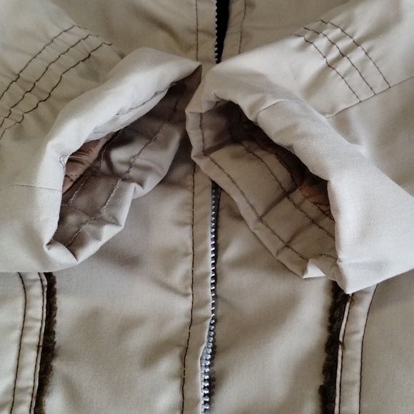 Montgomery Ward women's jacket zip up faux fur sherpa lined brown size Medium - Picture 15 of 16